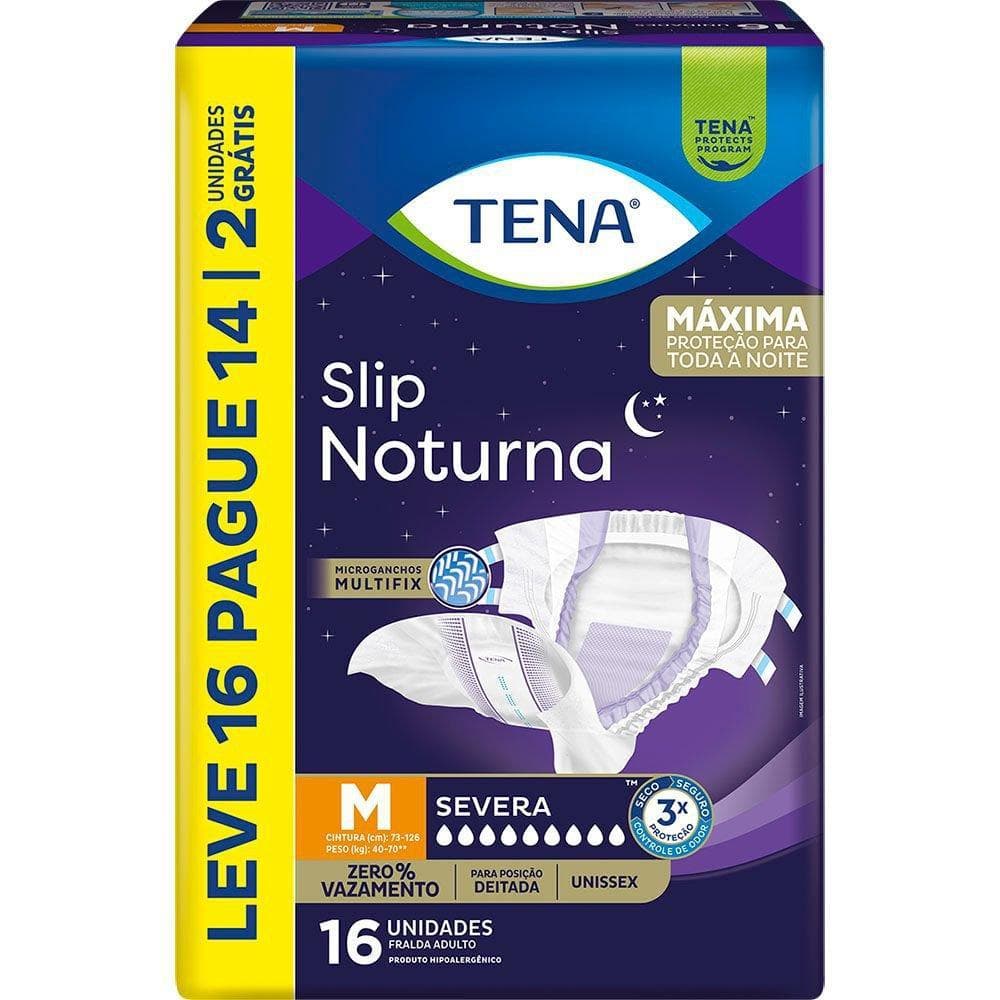 Fralda Geriátrica Tena Slip Noturna M Leve 16 Pague 14 unidades