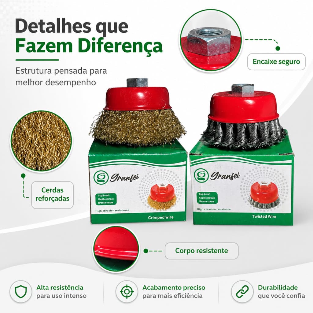 Escova De Aço Copo 75mm M14 Para Lixadeira Esmerilhadeira nova Preço acessível