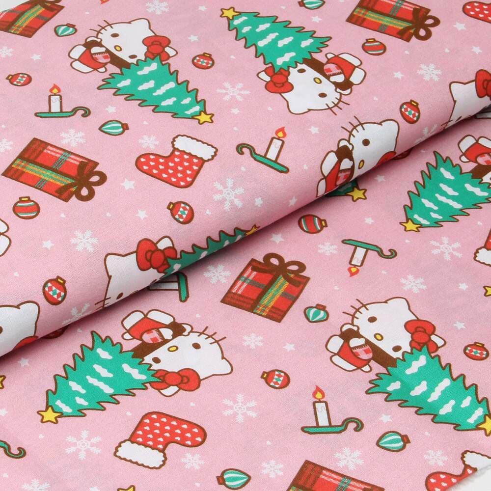 Tecido Patchwork Digital Circulo Natal Hello Kitty 2861 48cm x 1,50m - Artesanato e Costura