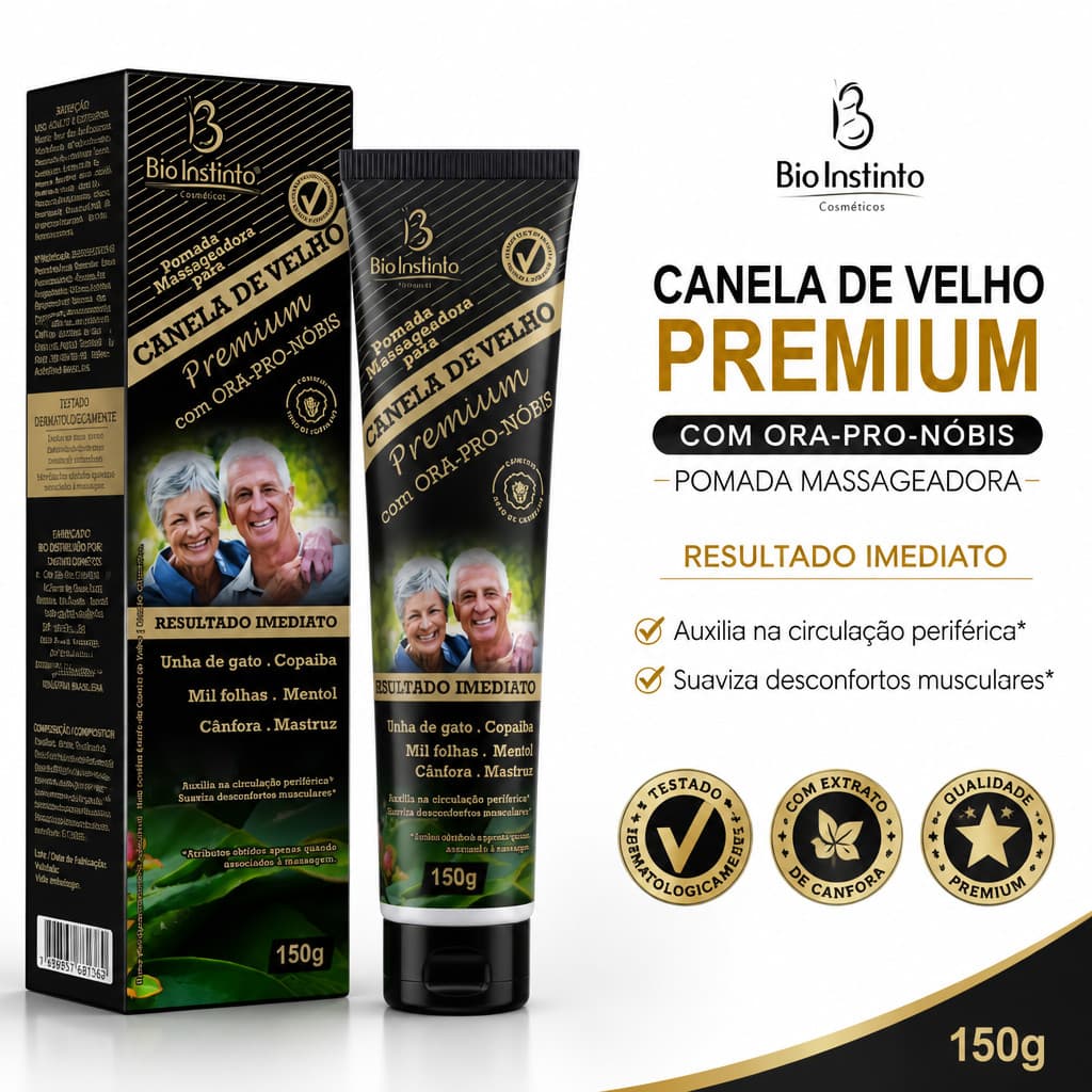 Pomada Massageadora Canela De Velho Premium 150g Bio Instinto Alívio Relaxante Muscular