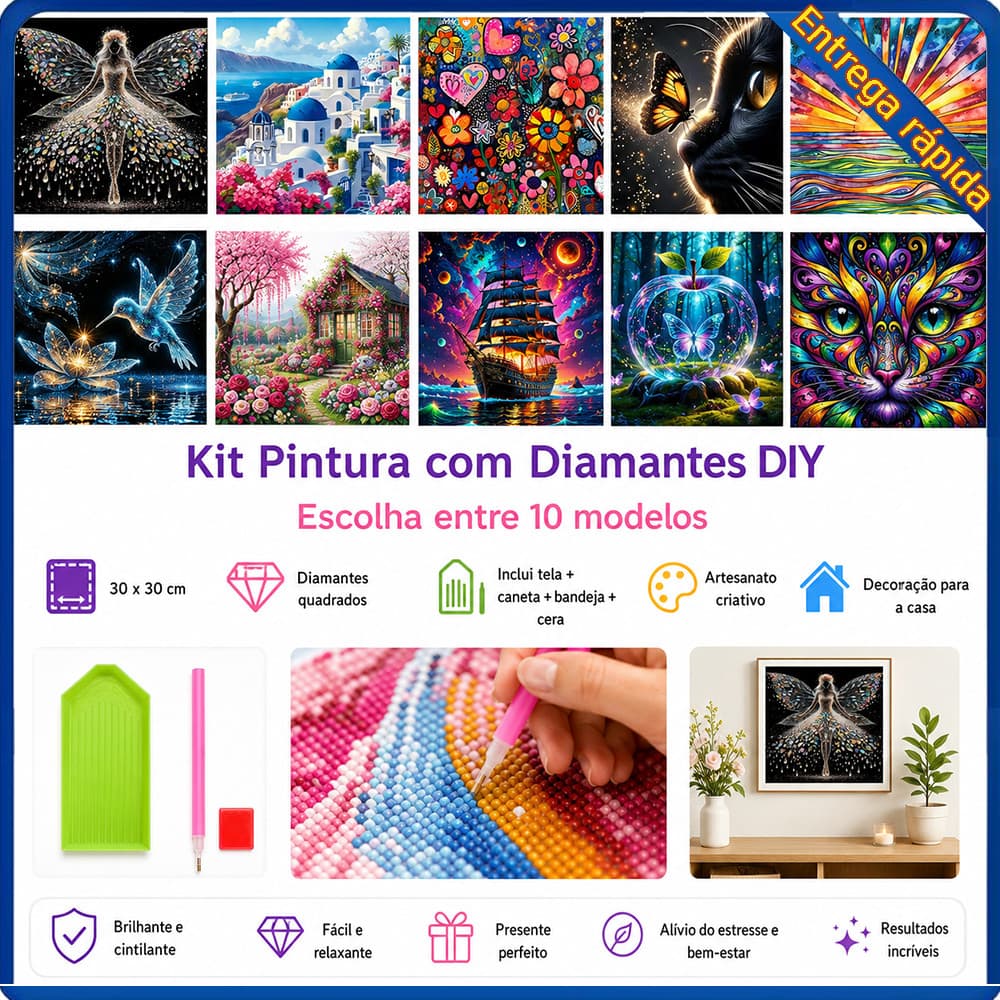 Conjunto de pintura diamante adulto 5D padrão opcional 30x30cm decoração de parede adequada para DIY feito à mão
