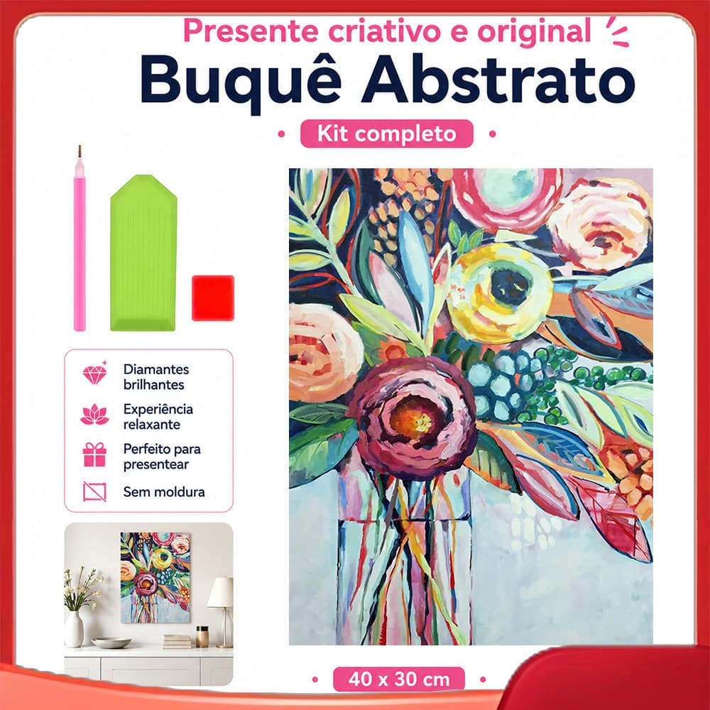 Conjunto de pintura diamante adulto 5D buquê abstrato 40x30cm adequado para decoração de parede, feito à mão