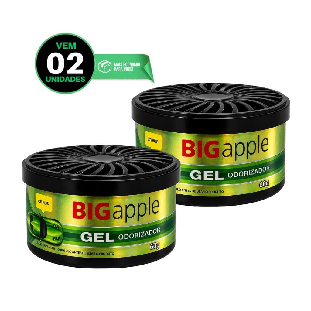 Kit 2 Cheirinho Carro Odorizante Em Gel Citrus 60g Automotivo Para Carro Fragrância Premium Big Apple Gel