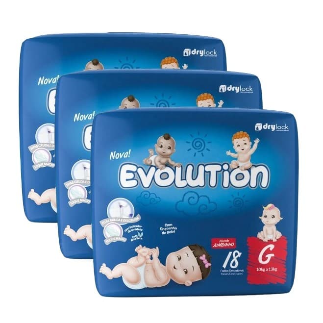 kit 3 Fralda Capricho Evolution Descartável Tamanho G 18 Unidades