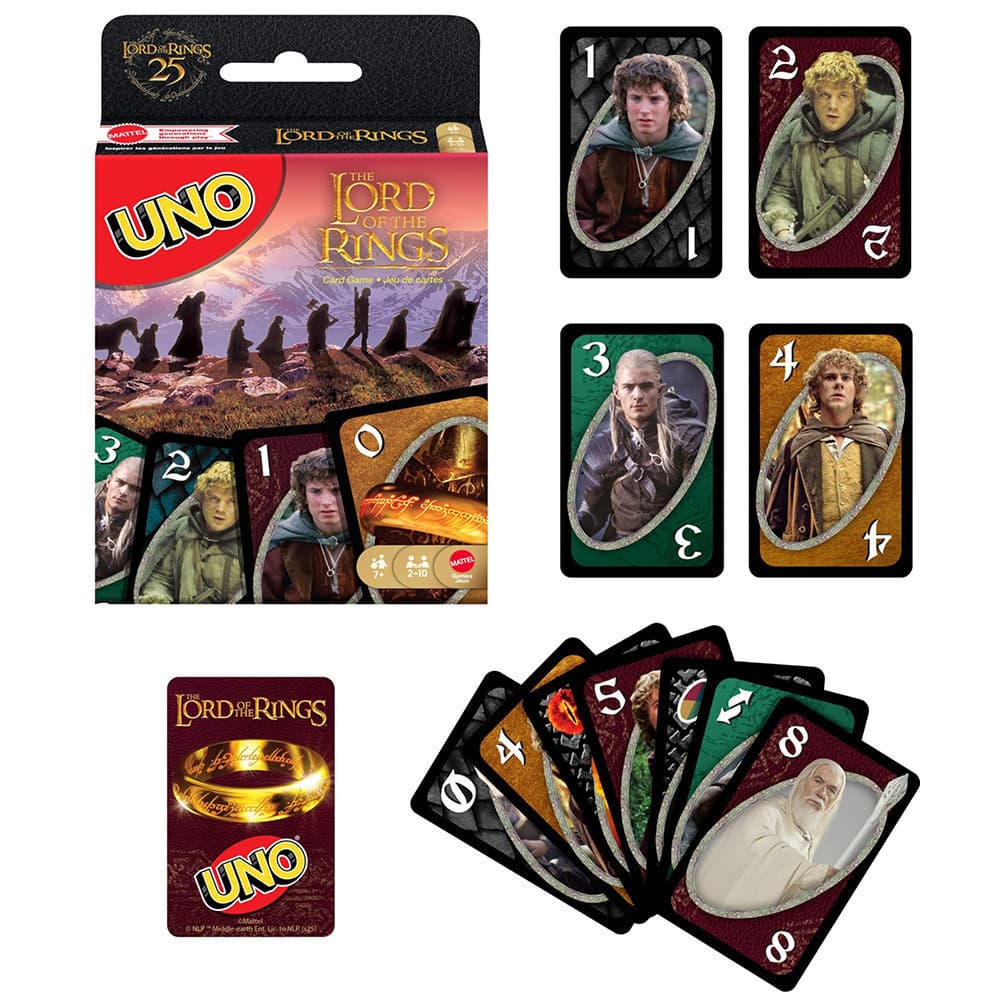 Jogo De Cartas UNO The Lord Of Rings , Edição Mattel 25o Aniversário Com Regra Exclusiva , Festa Em Família Para Maiores