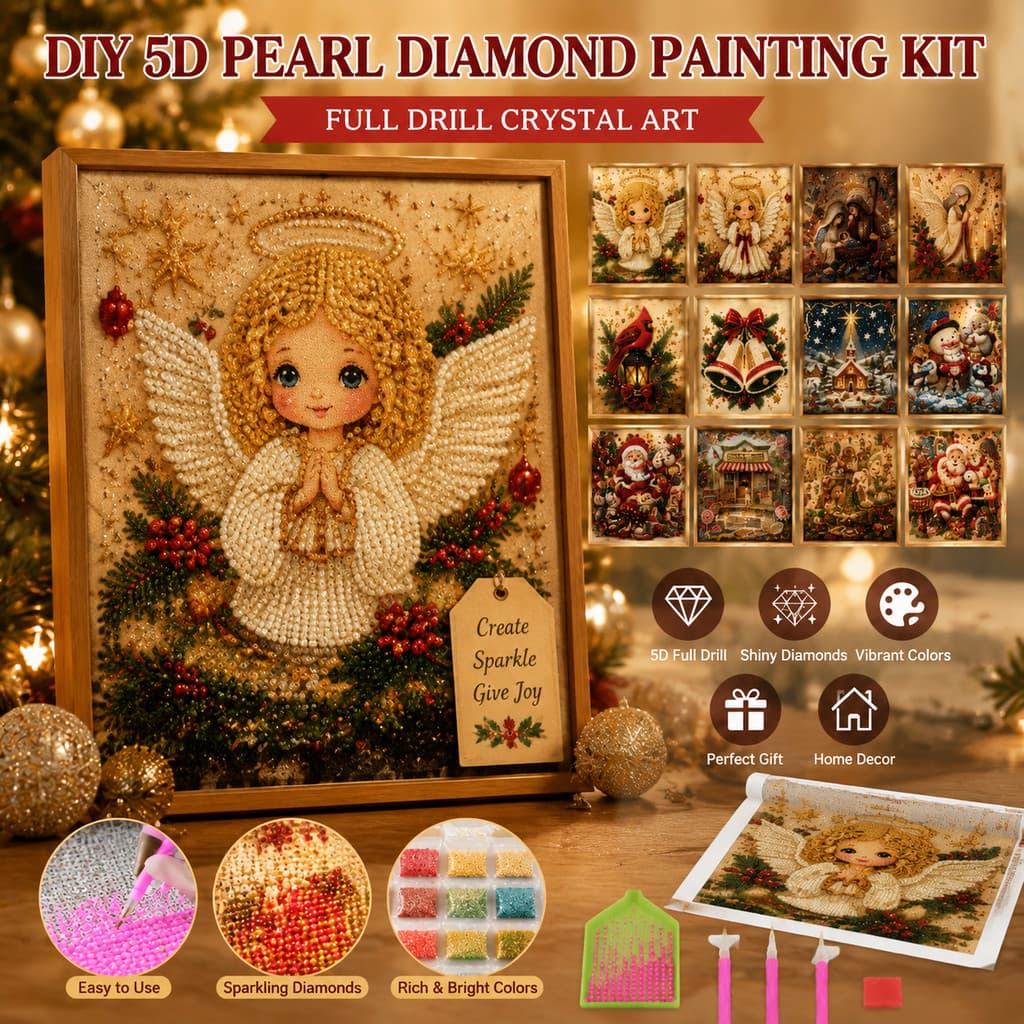 Kit De Pintura De Diamante De Cristal 5D COD – Arte Completa De Pérolas Com Design De Anjo Papai Noel , Artesanato De De