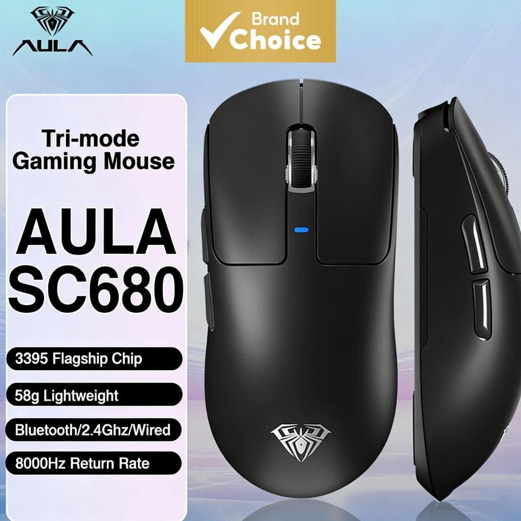 Mouse Sem Fio SC680 58g, Mouse Ergonômico Ultra Leve, Sensor PAM3395, Adequado Para Escritório E Jogos