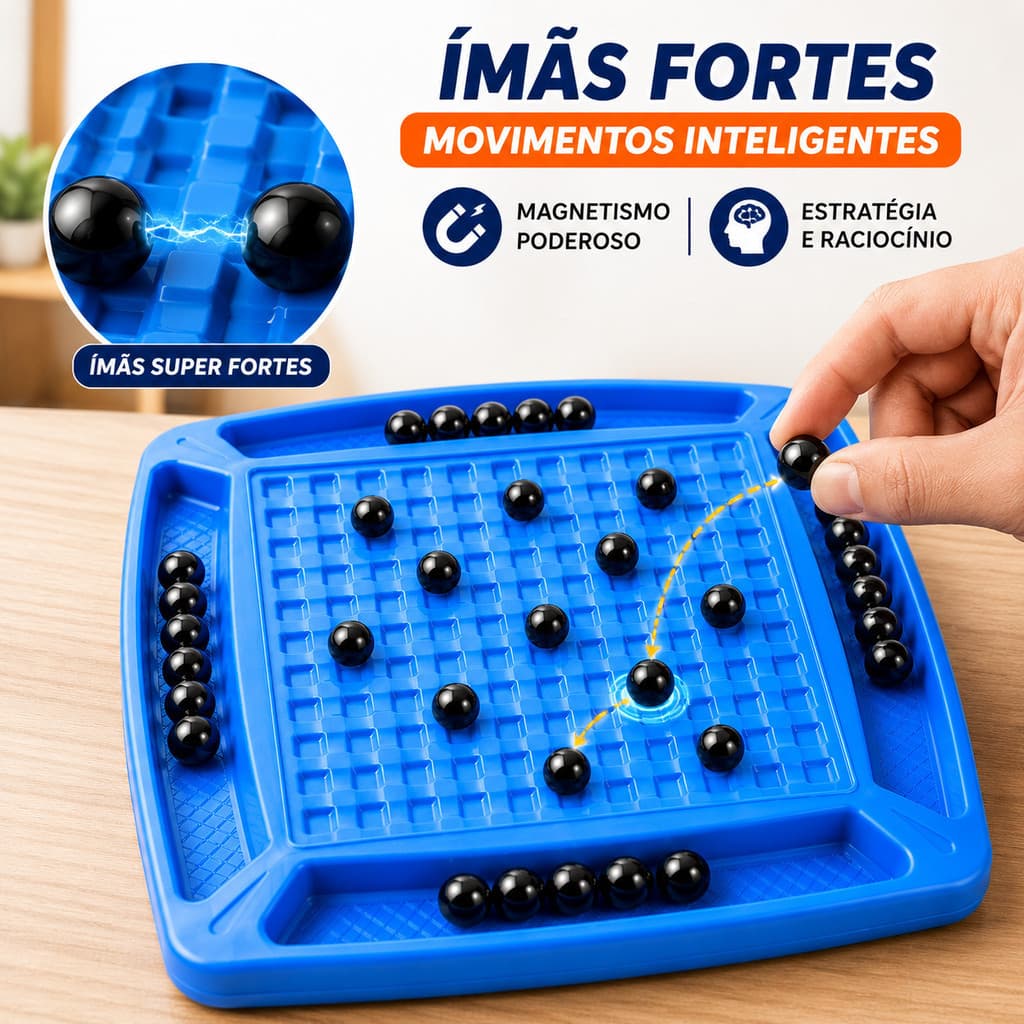 Jogo Magnético Batalha Magnética 20 Bolinhas Tabuleiro Estratégia Infantil Família