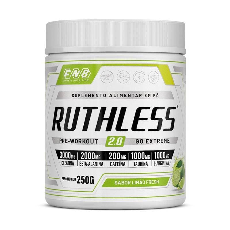 Pré Treino Ruthless (Creatina, Arginina, Caféina, Alanina, Taurina) 250g Sabor Limão Flora Nativa