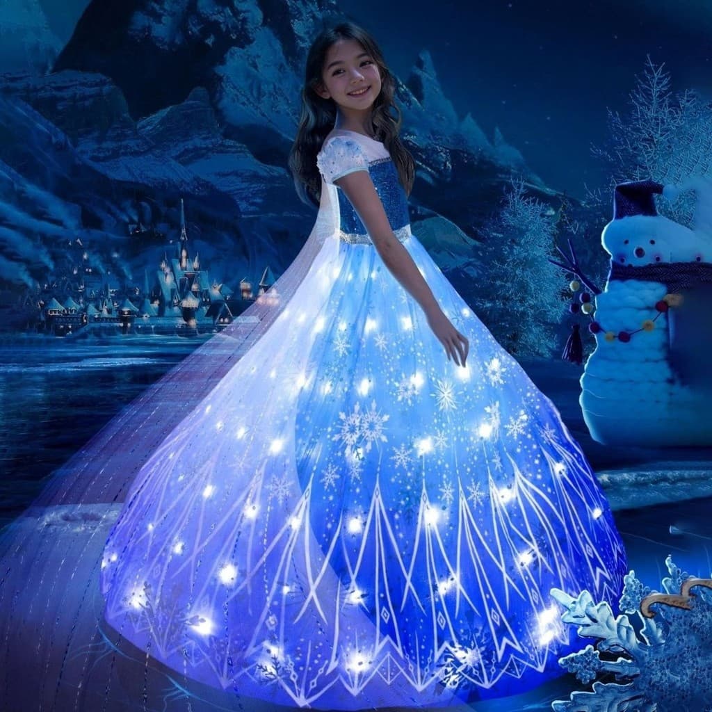 Elsa Cartoon gaze vestido de princesa feminino vestido leve congelado elsa vestido de princesa vestido de princesa