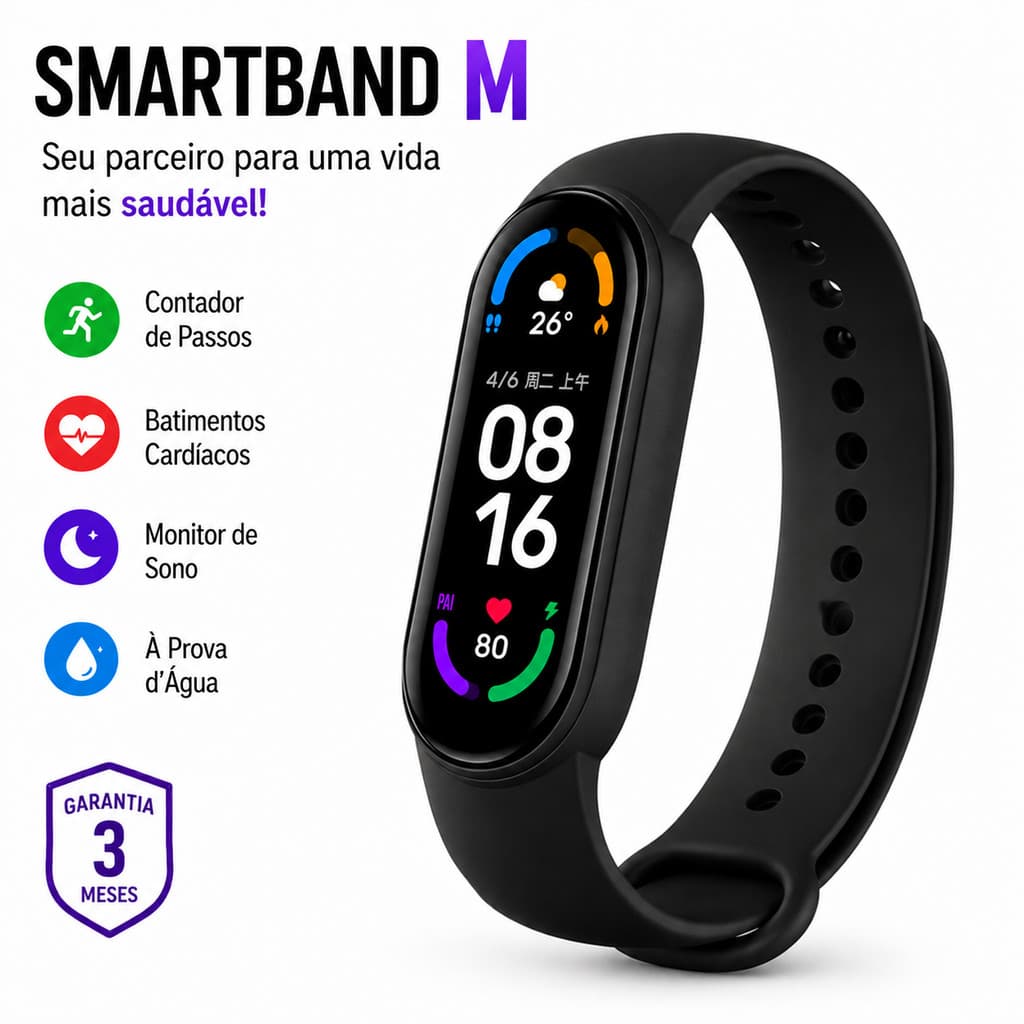 Smartwatch M Relógio Inteligente Bluetooth Tela Touch Fitness Esportivo Masculino Feminino