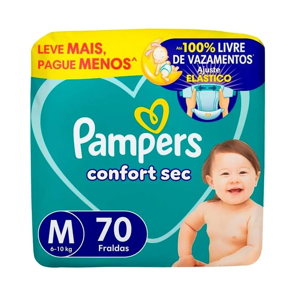 Fralda Pampers Confort Sec M Com 70 Unidades