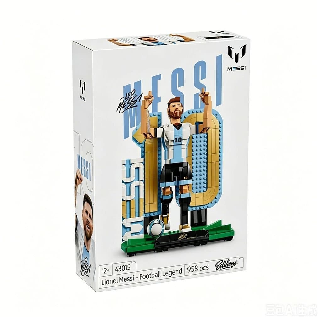 Compatível com LEGO 43015 Messi em Pose de Vitória, Lenda do Futebol, Brinquedo de Blocos de Montar Educativo para Menin