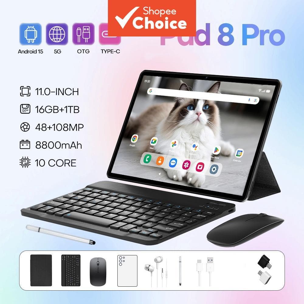 Tablet Android com tela sensível ao toque em alta definição, grande memória, câmera HD, Wi-Fi, GPS, teclado e mouse