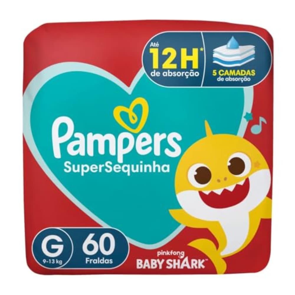 Fralda Pampers Supersequinha G com 60 Fraldas