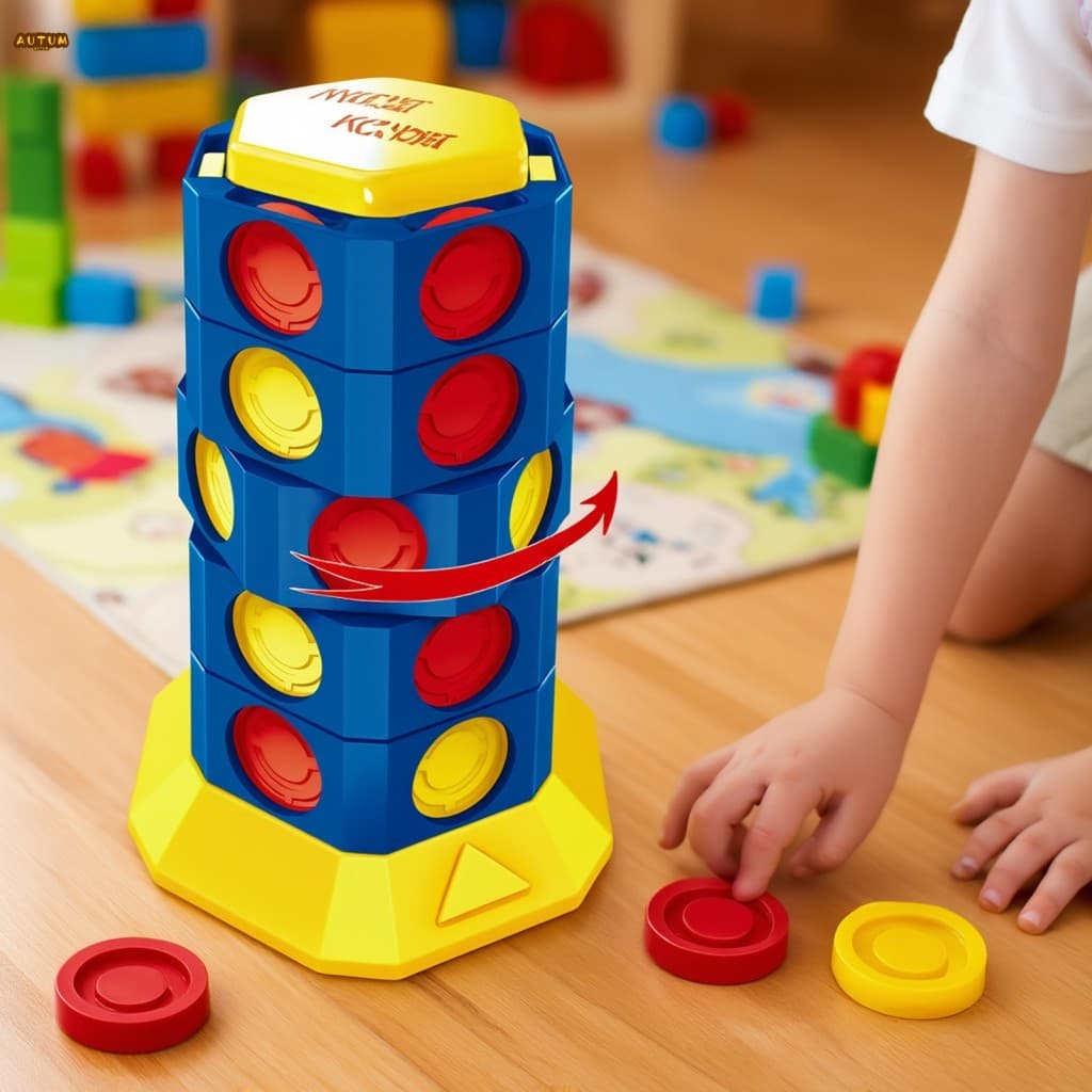 Jogo De Tabuleiro Empilhável 3D Para Crianças-Conjunto De Mesa Interativa Família De Brinquedos De Estratégia Lógica