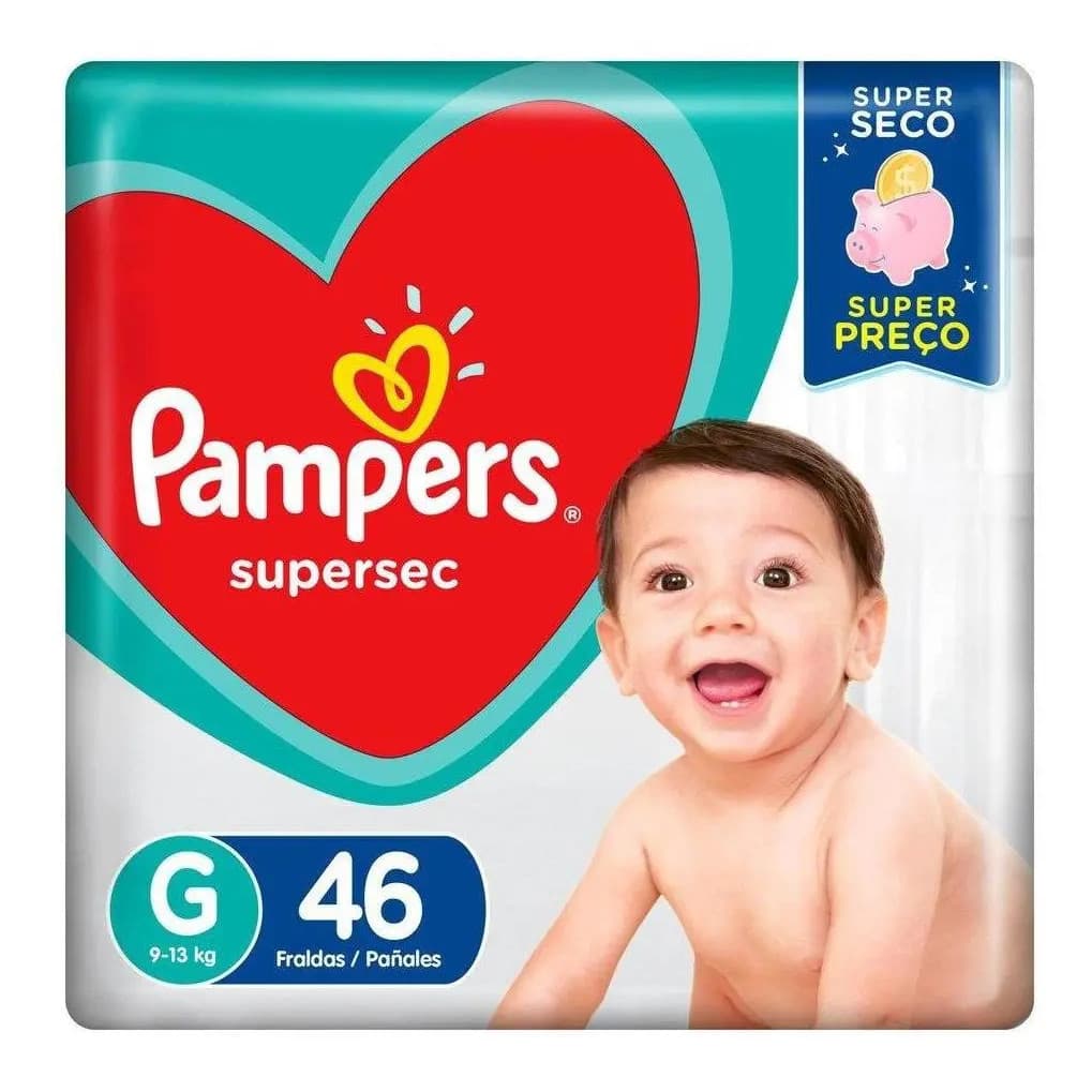Fralda Descartável Infantil Pampers Supersec G Pacote 46 Unidades