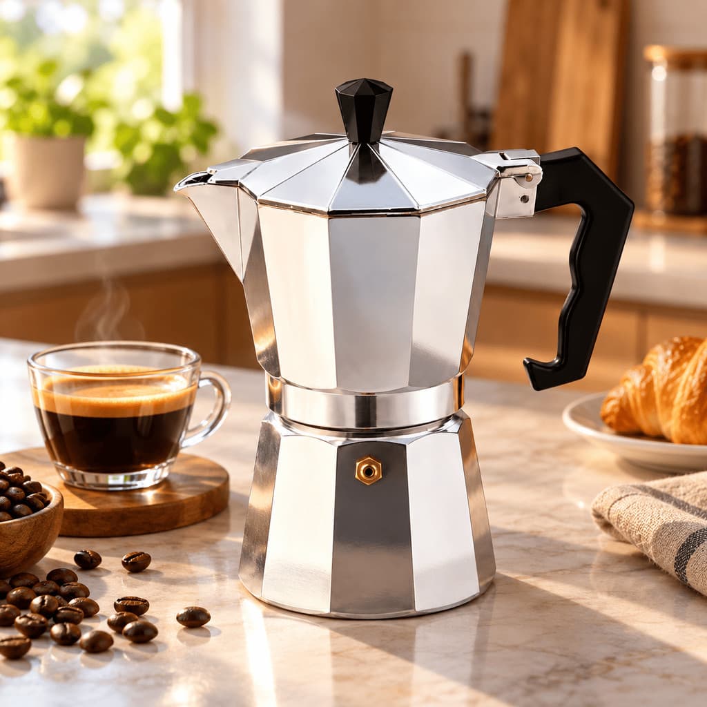 Cafeteira Italiana Moka Alumínio 300ml 6 Xícaras Café Expresso Manual Tradicional com Filtro
