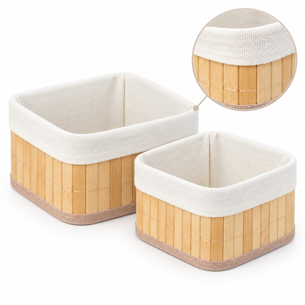 Kit 2 Cestos Organizadores Quadrados Para Organização De Quarto Banheiro Armário E Closet