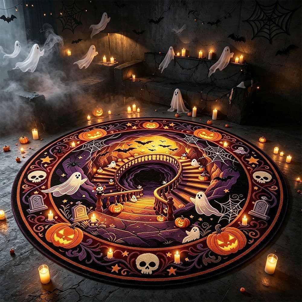 [Novo produto] tapete sala de estar atmosfera de Halloween decoração tapete redondo quarto antiderrapante resistente à s