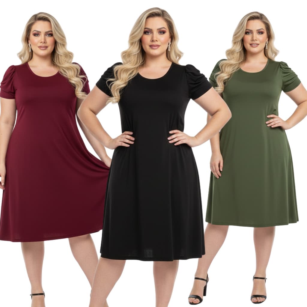 Vestido Manguinha soltinho larguinho leve viscolycra tamanho único modinha Liso Confortável e Ideal para o Dia a Dia