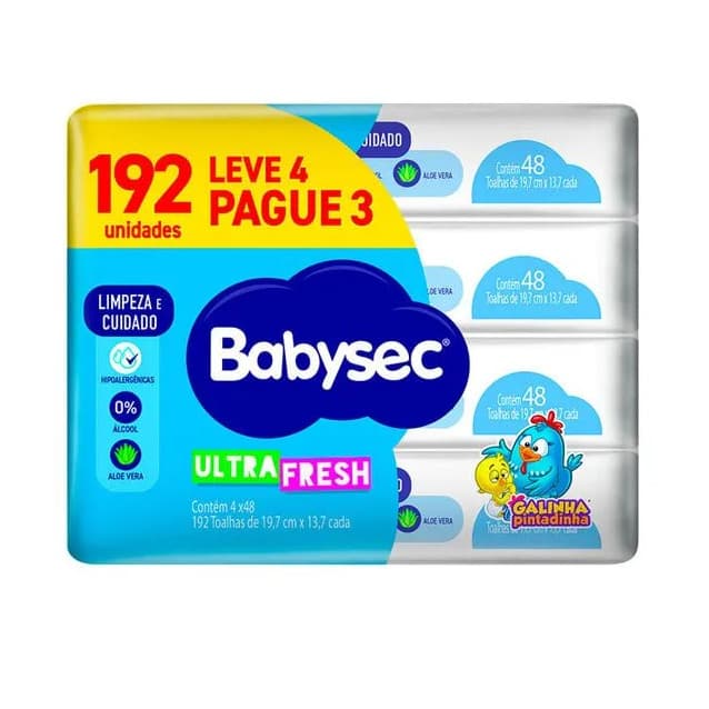 Babysec Toalha Umedecida Ultrasec Fresh 192 Unidades