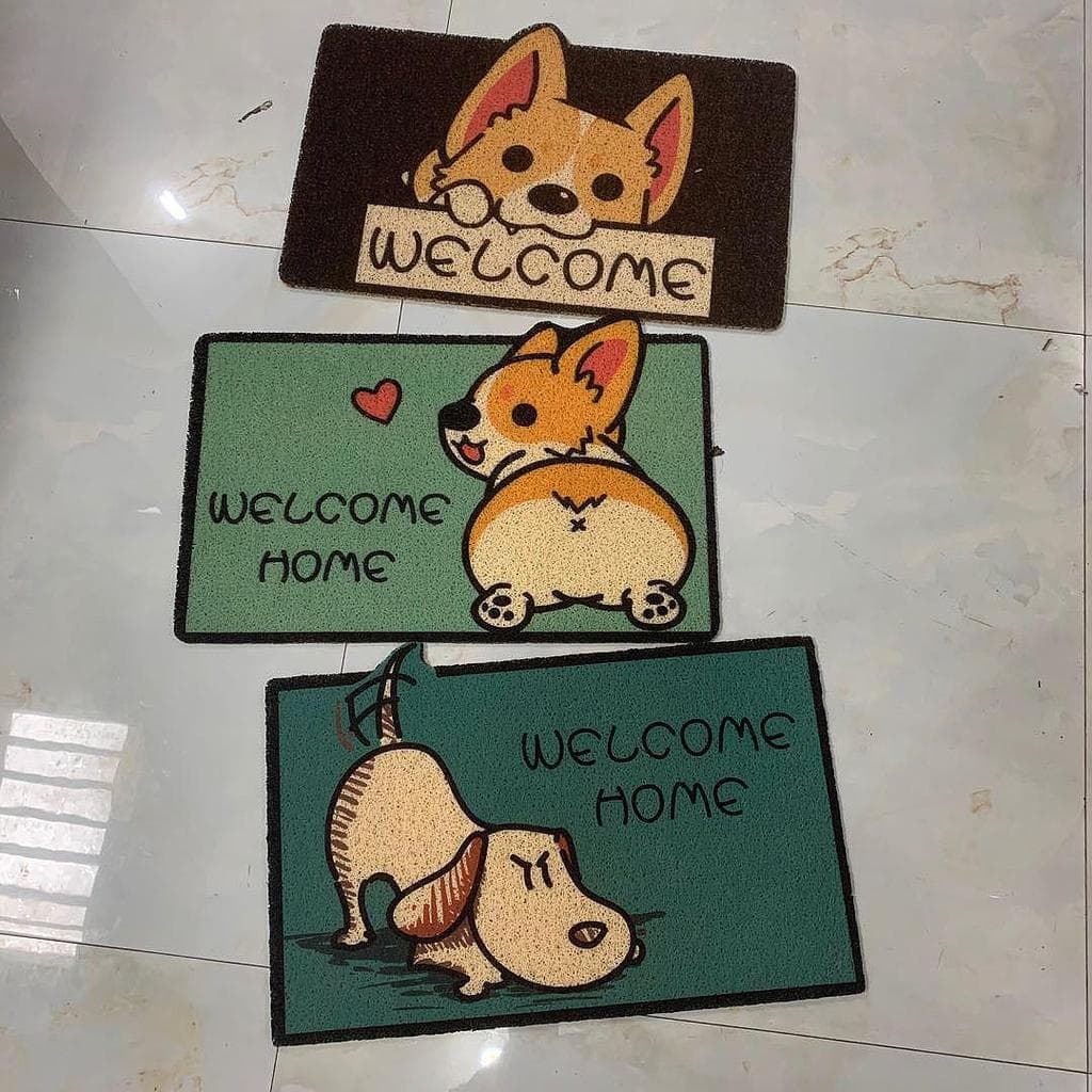 Desenhos animados Corgi entrada tapete de pé resistente à sujeira pé tapete de porta antiderrapante sala de estar quarto