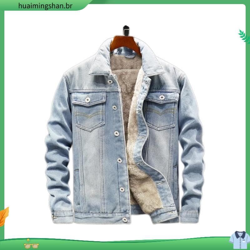 Forro de lã engrossado Denim jaqueta masculina outono inverno novo estilo cordeiro velo jaqueta Casual masculina jaqueta