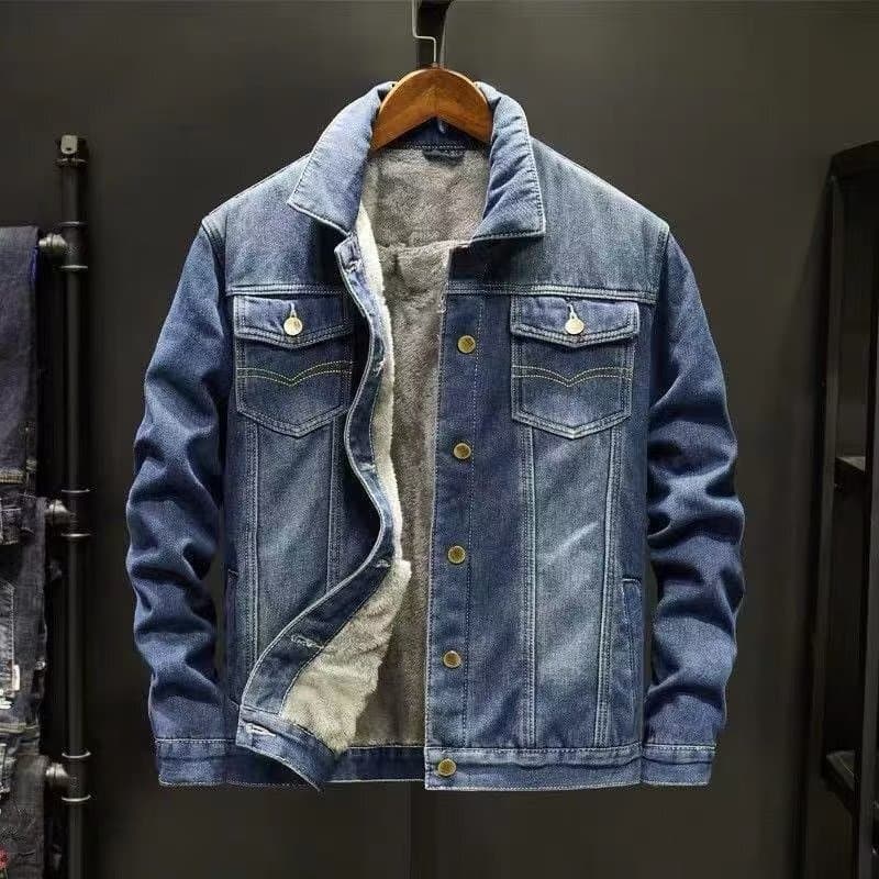 Forro de lã engrossado jaqueta jeans masculina de lã de cordeiro jaqueta Casual masculina quente jaqueta acolchoada de a