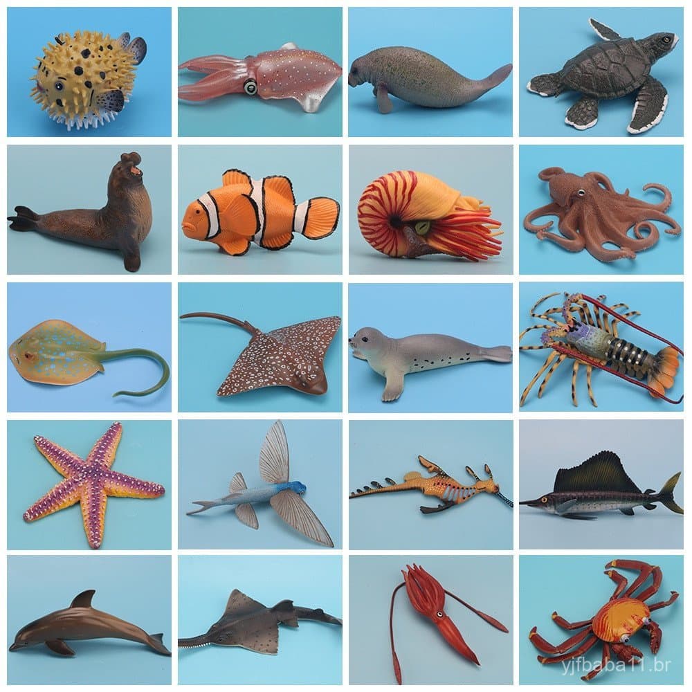 Figuras realistas de animais marinhos simulados, brinquedos educativos em miniatura para aquários, brinquedos educativos