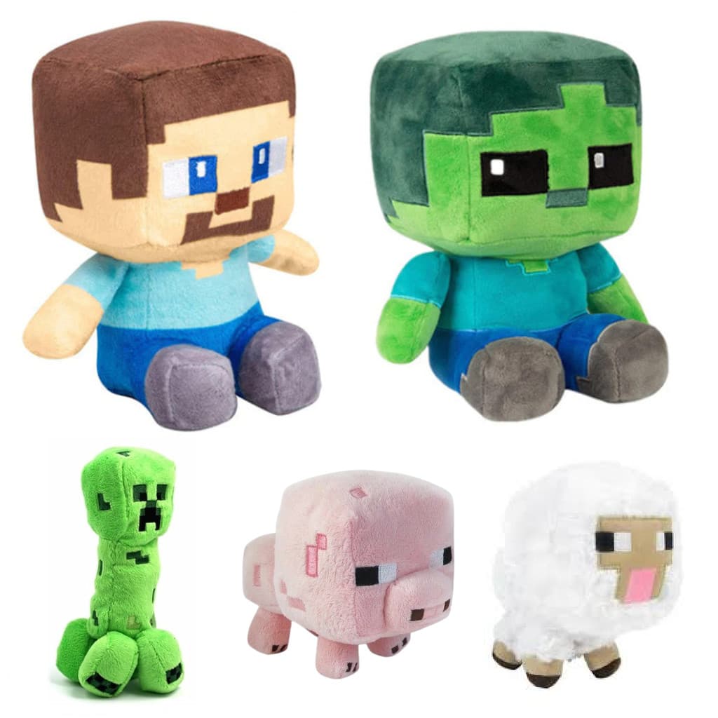 Steve Zumbi Minecraftt Pelúcia Creeper Ovelha Gato Cachorro Lobo Polvo Pelucia Robloxx Pixelado MC Criança Brinquedo