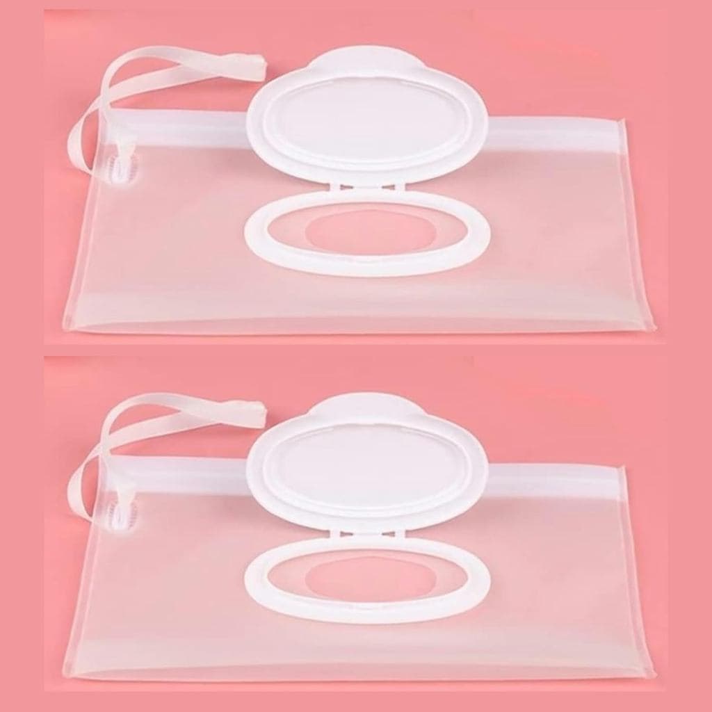 2 Peças de Estojo Branco para Lenços Umedecidos de Bebê, Porta-Lenços Umedecidos para Viagem, Mantém os Lenços Úmidos, C