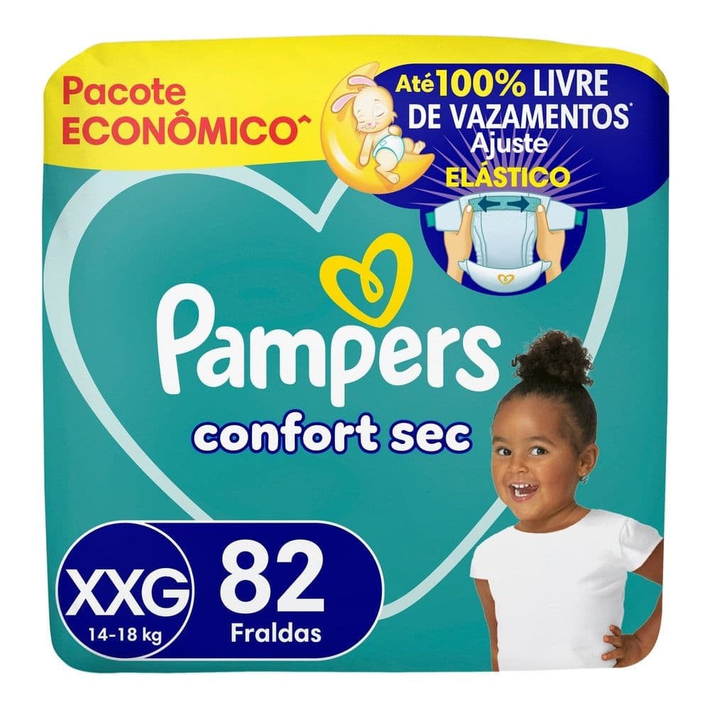 Fralda Pampers Confort Sec Tamanho XXG 82 Unidades Descartáveis