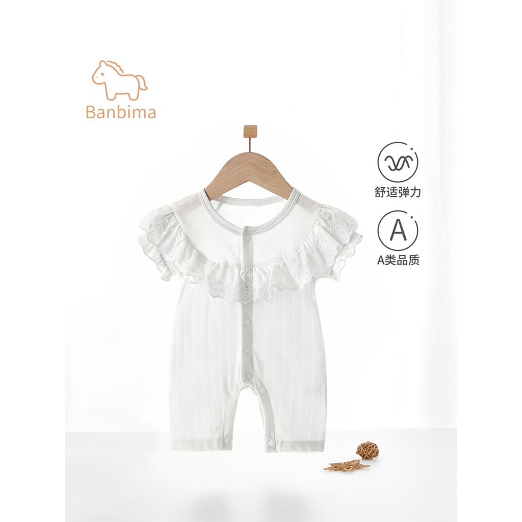 Cem dias roupas de bebê menina estilo doce roupas de verão da menina do bebê manga curta macacão bebê recém-nascido pequ