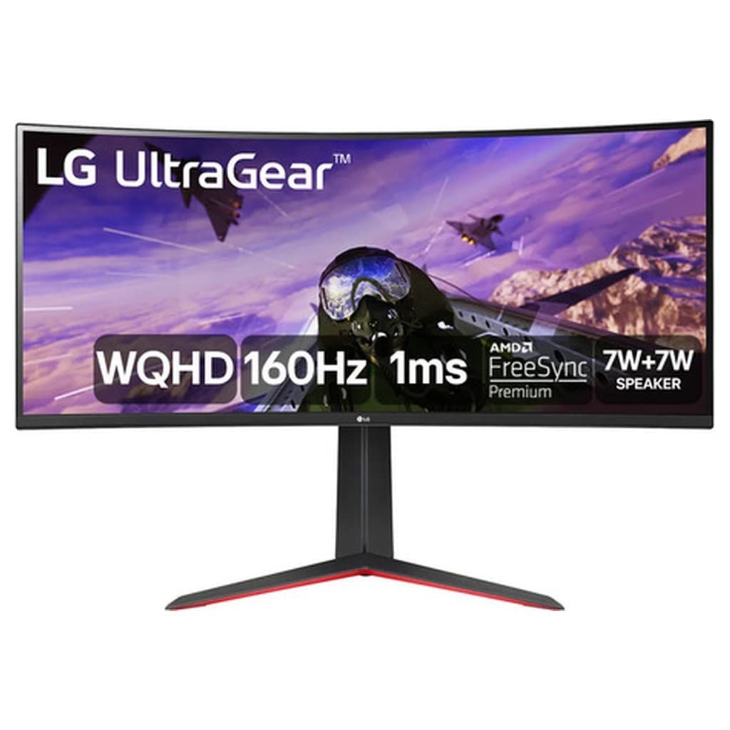 Monitor Gamer LG UltraGear Curvo 34 Polegadas 2K WQHD 3440x1440 Ultrawide 21:9 160Hz 1ms AMD FreeSync Premium 34GP63A-B