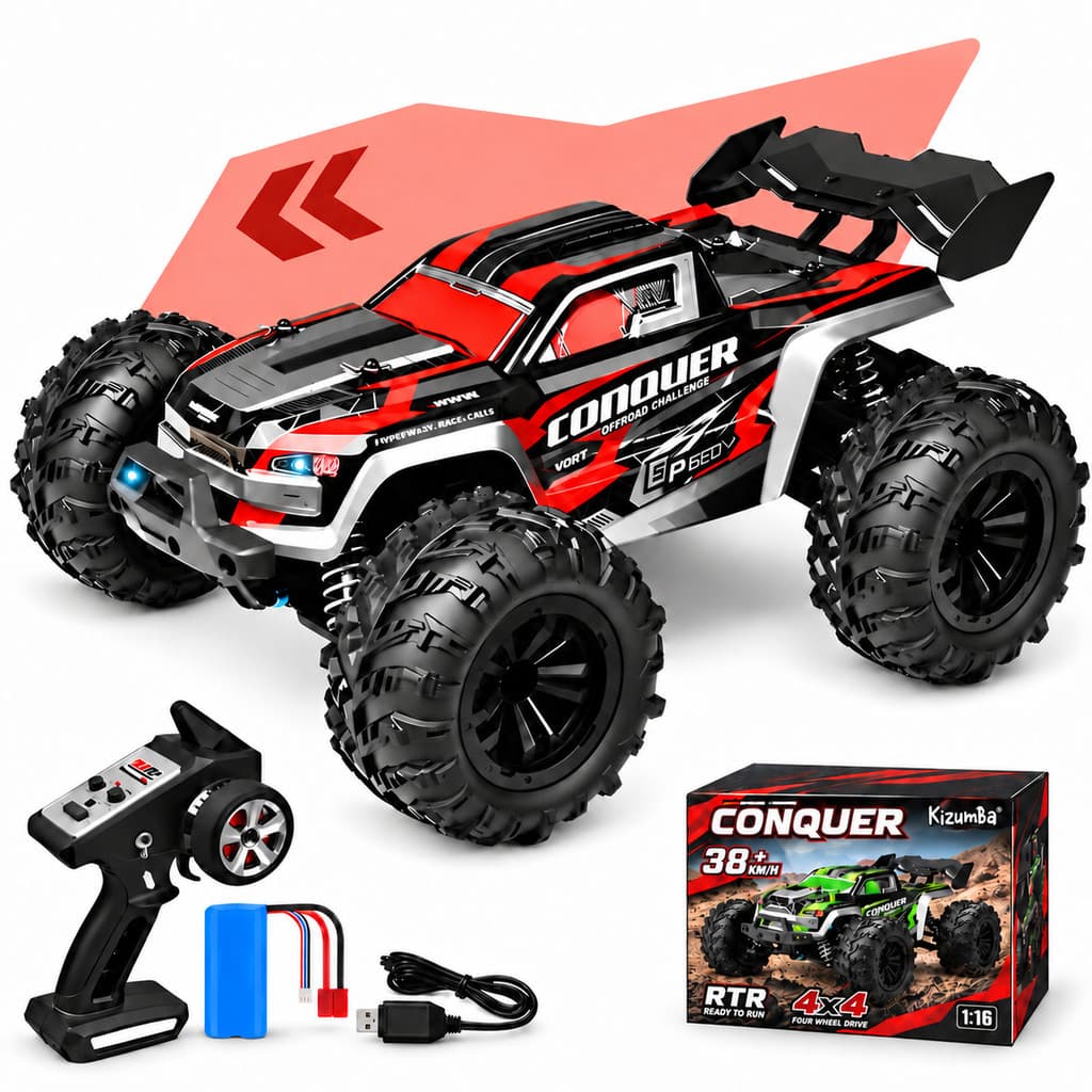 Carrinho Controle Remoto 38km/h Escala 1:16 4x4 Off Road Suspensão Independente 4 Rodas  Velocidade Kizumba