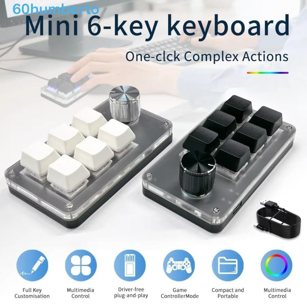 Teclados Para Jogos HUMBERTO , Mini Teclado De Programação Personalizado Com 6 Teclas Hot Swap , Mecânico De 1 Botão