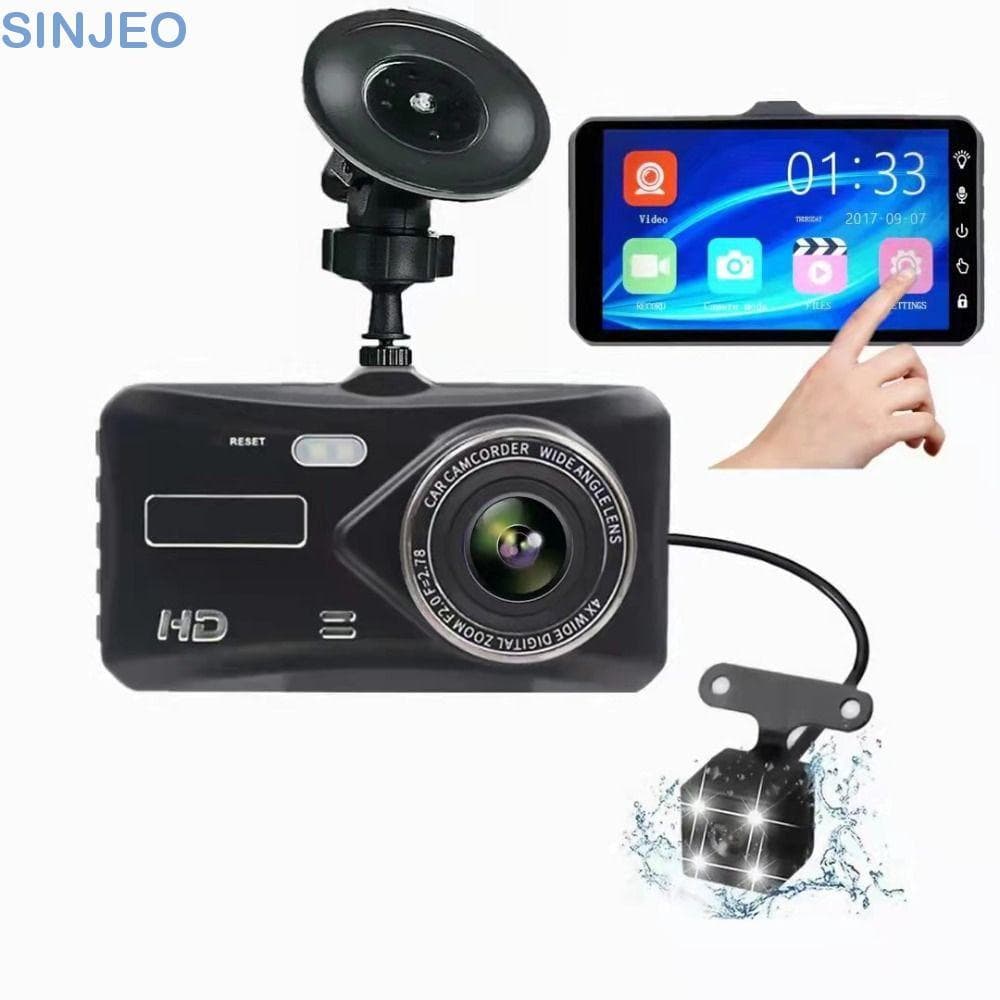SINJEO Dash Cam , Lente Dupla FULL HD 1080P DVR Para Carro , Tela De Toque Frontal E Traseira Câmera Gravador De Vídeo D