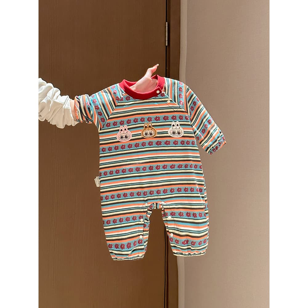 Roupas de bebê Super fofas labu primavera outono roupas de bebê recém-nascido menina colorido listrado macacão Outing ro