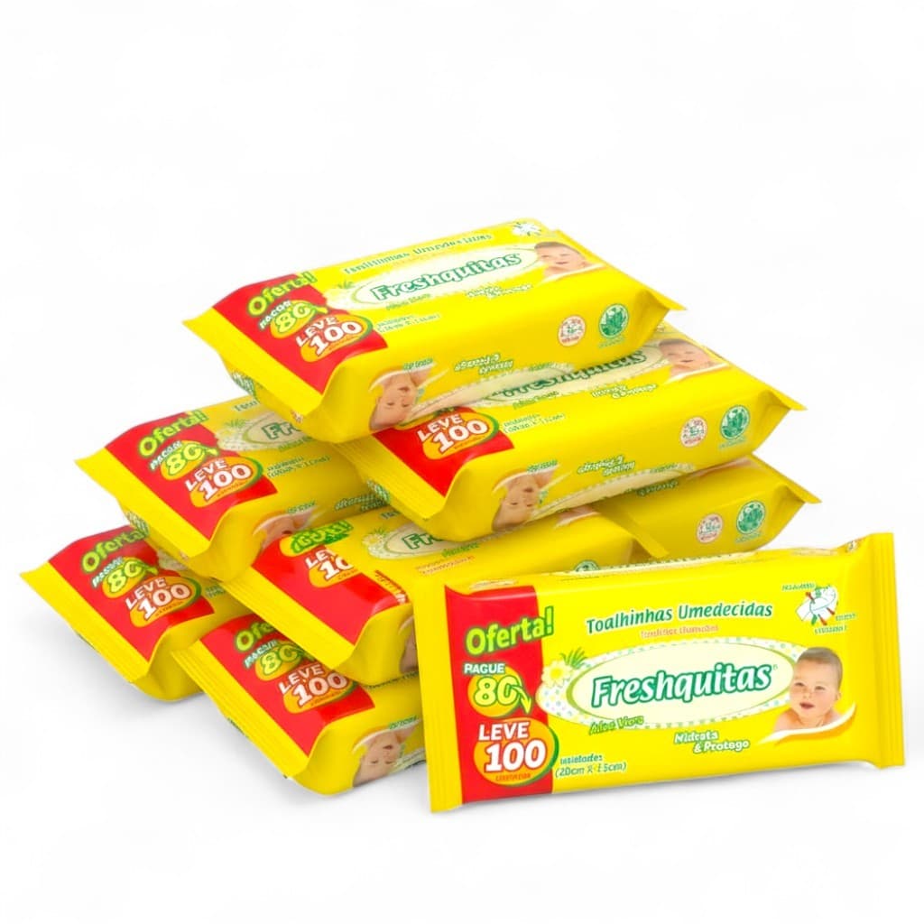 Kit com até 700 Toalha Umedecida Lencinho Premium Pacote Com 100un Kit Lenço Mimo Recem Nascido Bebe