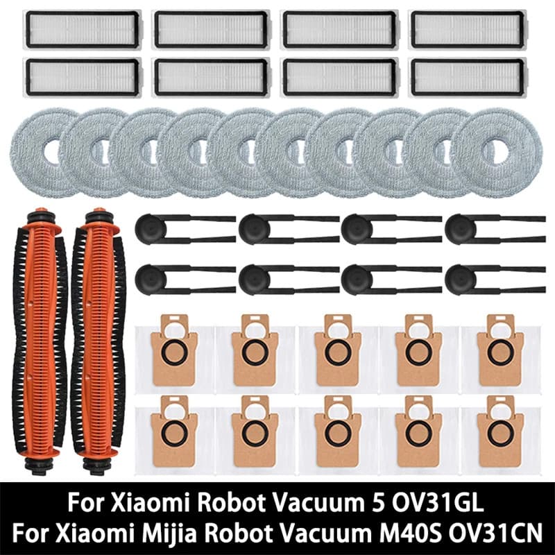 (Modelo compatível) Para Xiaomi Robô Aspirador 5 OV31GL/Mijia M40S , Acessório De Pó , Escova Principal/Lateral  Filtro