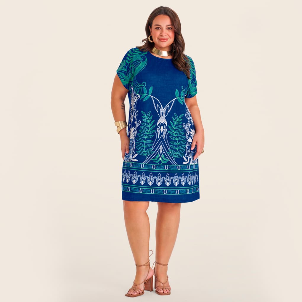Vestido Feminino Curto Plus Size Secret Glam Estampa Floral vestido plus size feminino vestido curto