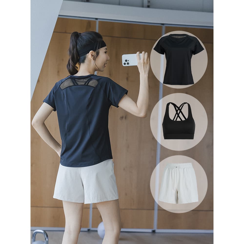 Roupas de Fitness femininas 2025 novo estilo verão manhã correndo solto roupas Yoga topo Casual ciclismo terno esportivo