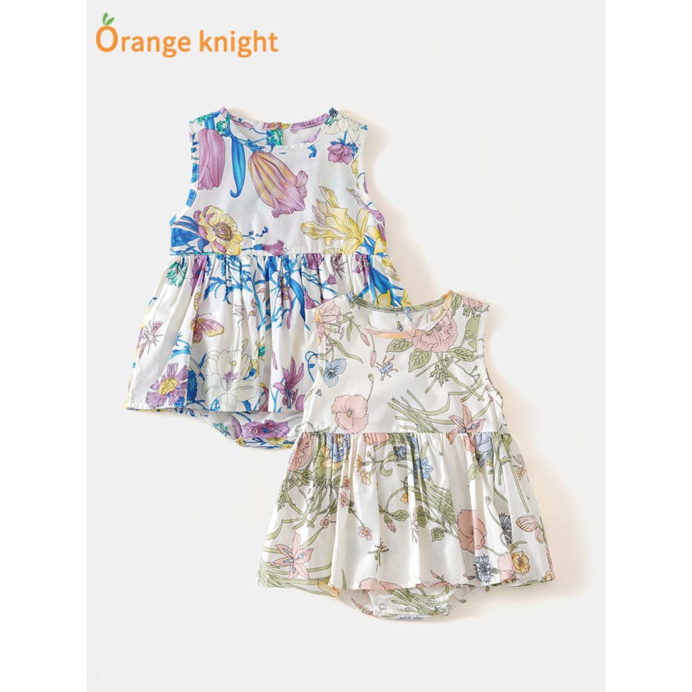 Bebê bebê colete vestido de verão bebê recém-nascido menina triângulo saco bunda roupas menina Floral saia fina bonito v