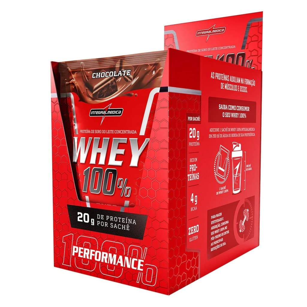 Sachê Whey Protein Concentrado 100% Pure Integralmedica 10Un 30g Chocolate