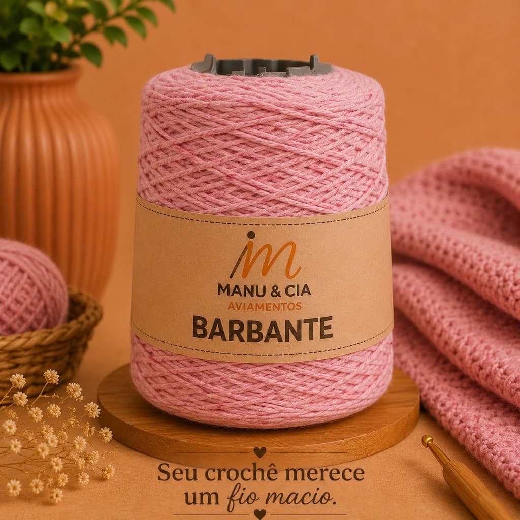 Barbante Nº6 Salmão para Crochê e Artesanato | Fio Resistente para Tapetes e Macramê