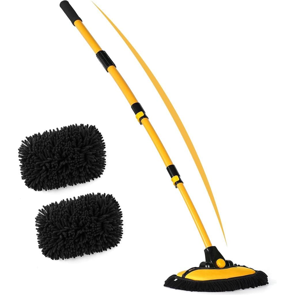 anngrowy Kit de Escova e Mop para Lavagem de Carro de 56,7" com Esponja e Cabo Longo, Ferramentas para Limpeza de Carro,