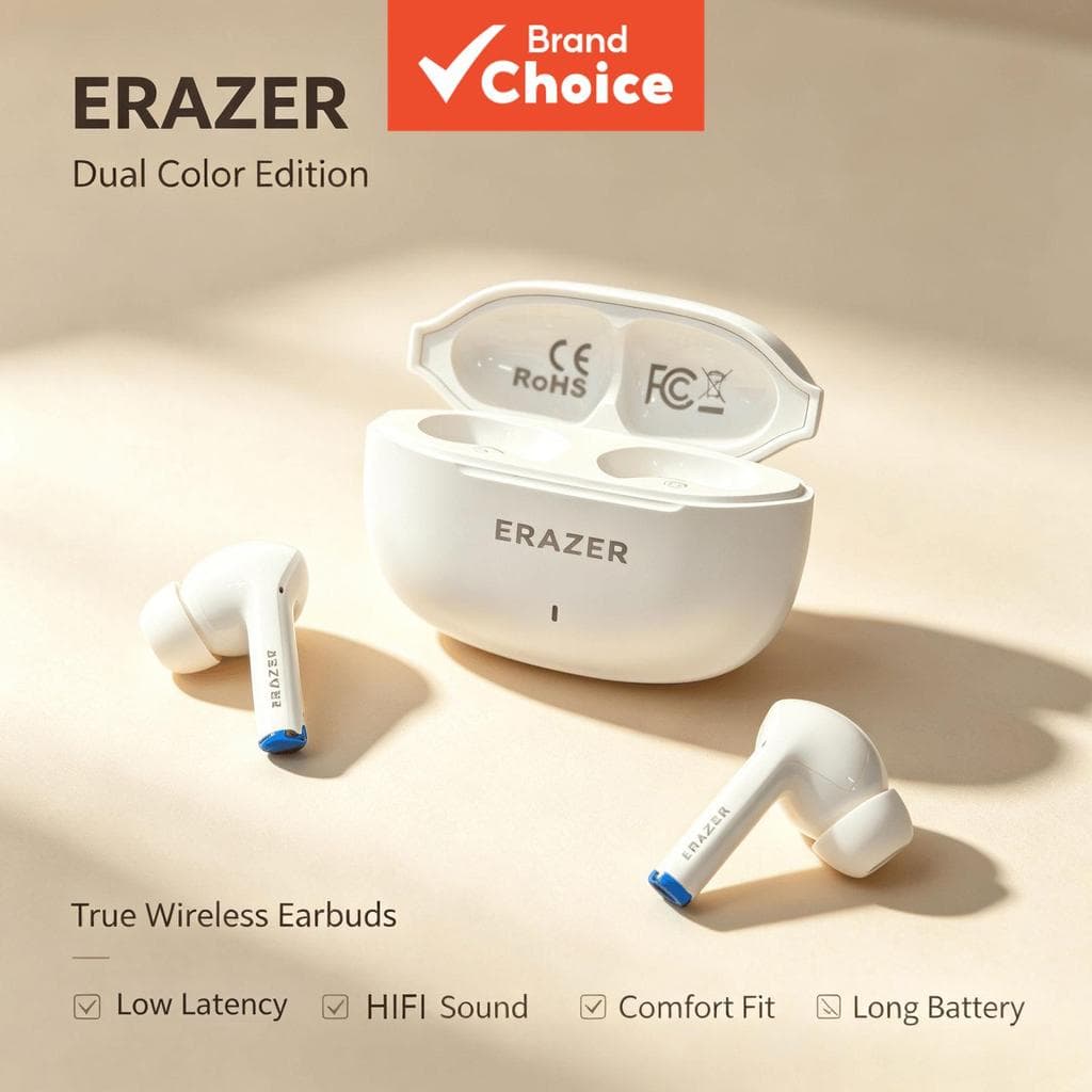 ERAZER HT82 Fones de Ouvido Sem Fio Fones Bluetooth 5.4 Fones de Ouvido Cancelamento de Ruído ENC Chamadas de Voz Clara