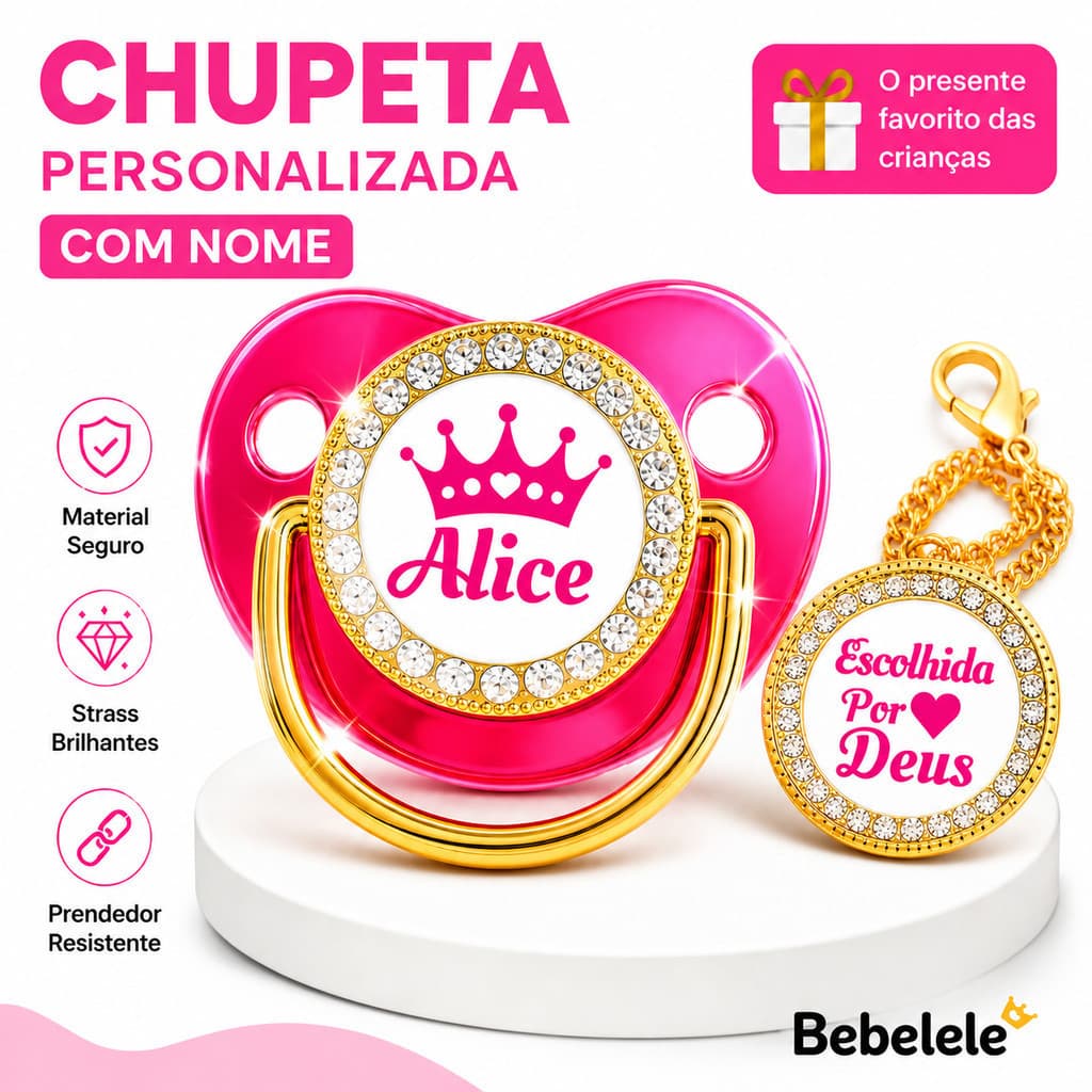 Chupeta para bebês com nome personalizado do bebê, chupeta de silicone BPA Free &UTKR