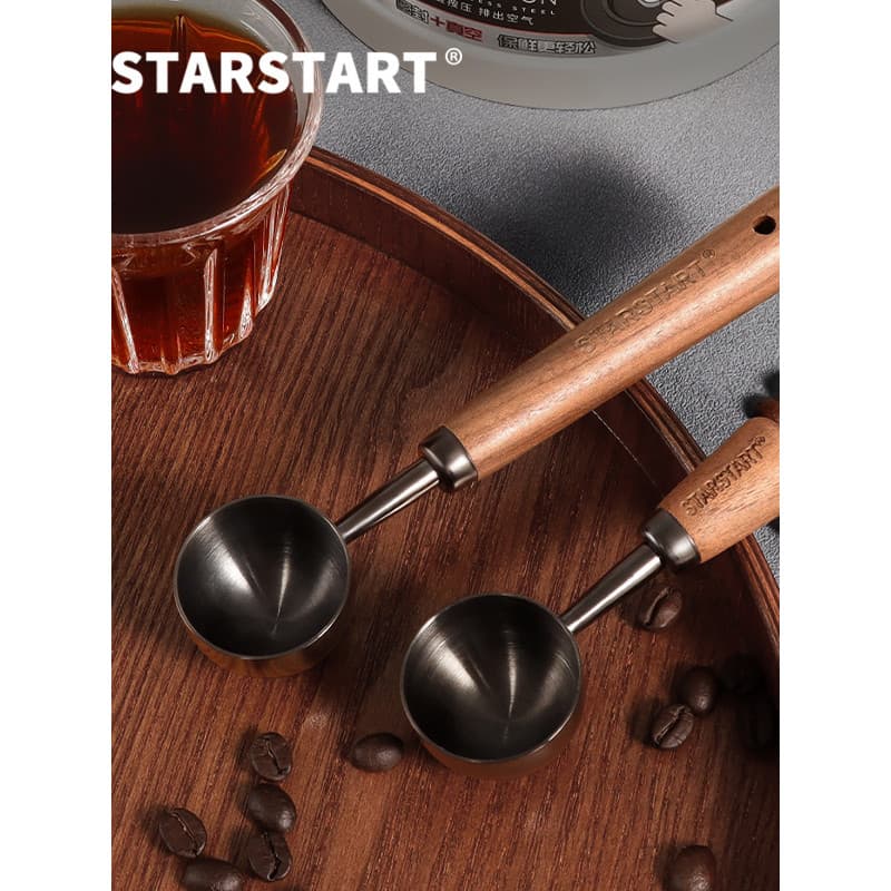 Colher de café com cabo longo, colher medidora de grãos de café, aço inoxidável 304, titânio preto, alto valor, café em 